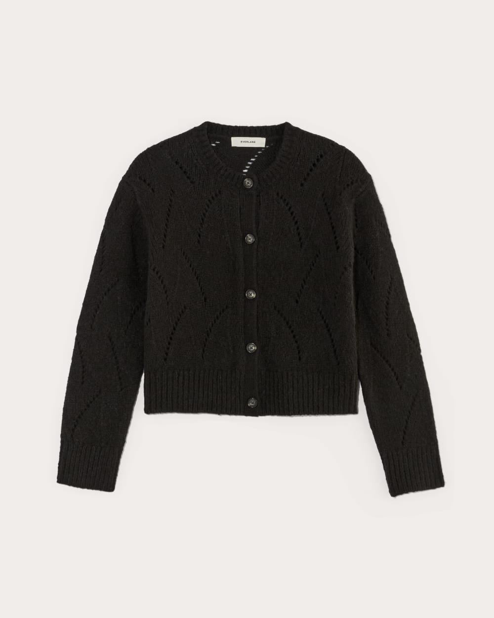 The Pointelle Cardigan in Cloud | Black - Image 2