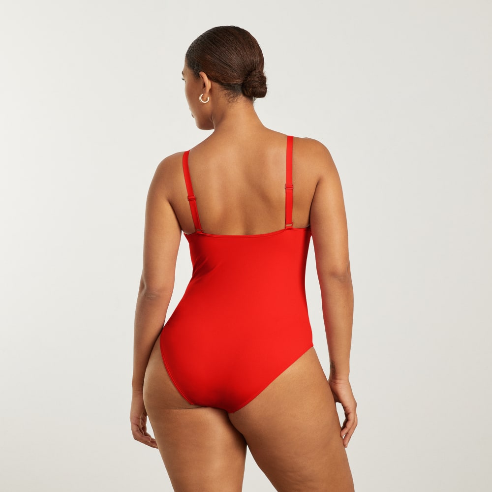 The V-Neck One-Piece | Bright Red - Image 3
