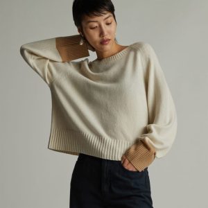 The Cashmere Boxy Crew | Bone / Light Camel