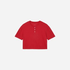 The Vintage Henley Hemp Tee | Goji Berry