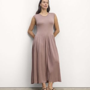 The Knit Pleated Dress | Dusty Rose
