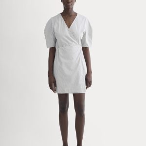 The Seersucker Mini Wrap Dress | Dutch Blue / Natural