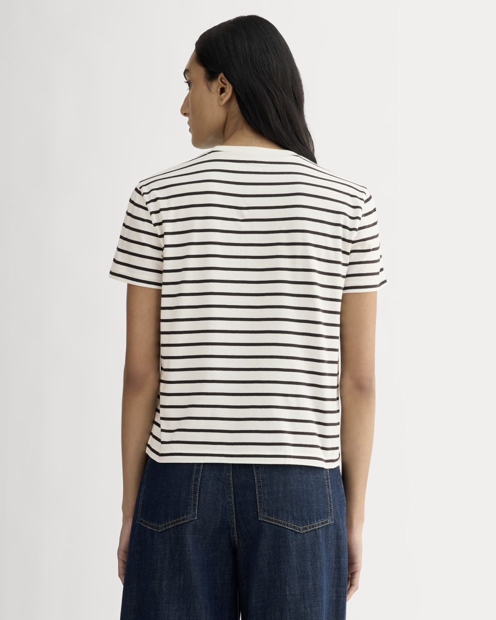 The Box-Cut Tee in Essential Cotton | Bone / Black | No Pocket - Image 4