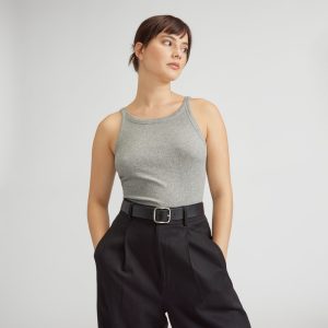 The Supima? Micro-Rib Cropped Tank | Heather Grey