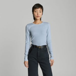 The Pima Micro-Rib Long-Sleeve Crew | Mist