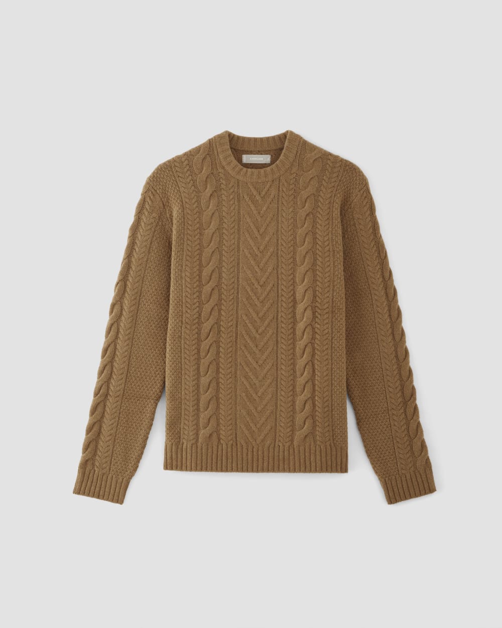 The Felted Merino Cable-Knit Crew | Deep Camel - Image 2