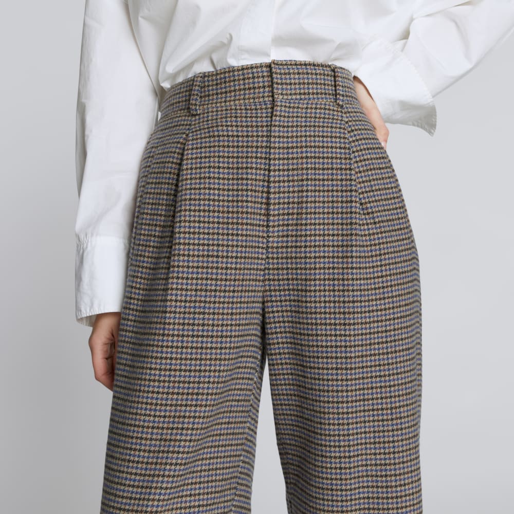 The ReWool® Way-High Drape Pant | Blue / Brown Houndstooth - Image 3