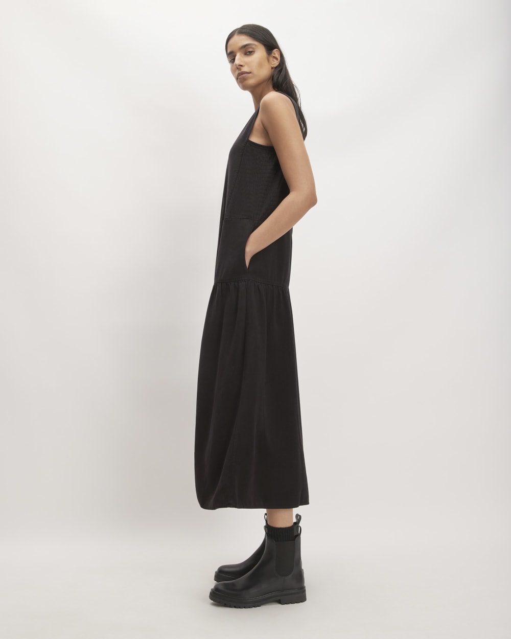 The TENCEL? V-Neck Dress | Black - Image 3
