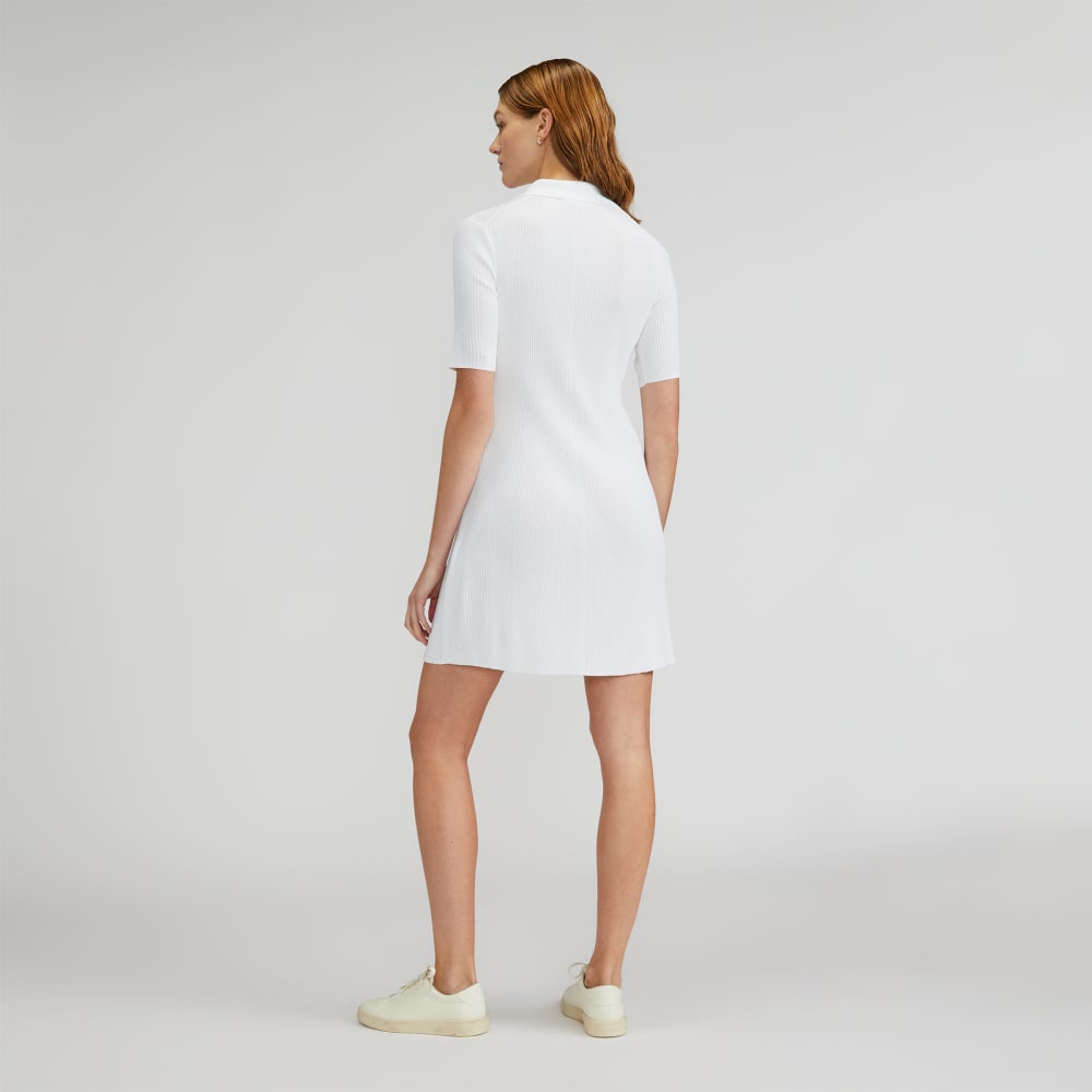 The Ribbed Short-Sleeve Polo Dress | White - Image 3
