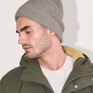The Cashmere Ribbed Beanie | Light Heather Grey