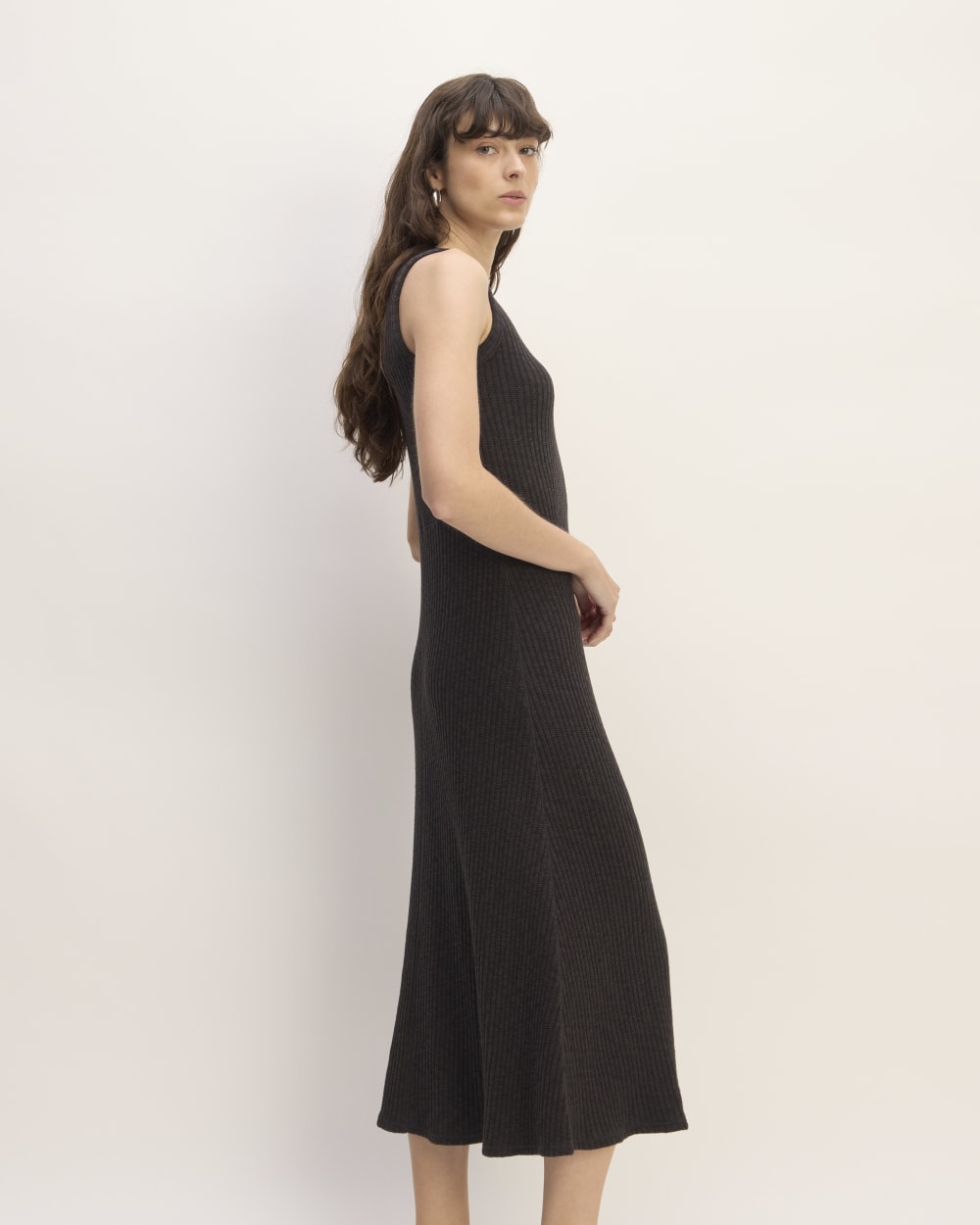 The Rib-Knit A-Line Tank Dress | Black - Image 3