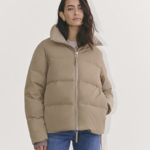 The Puffer Bomber | Taupe Grey