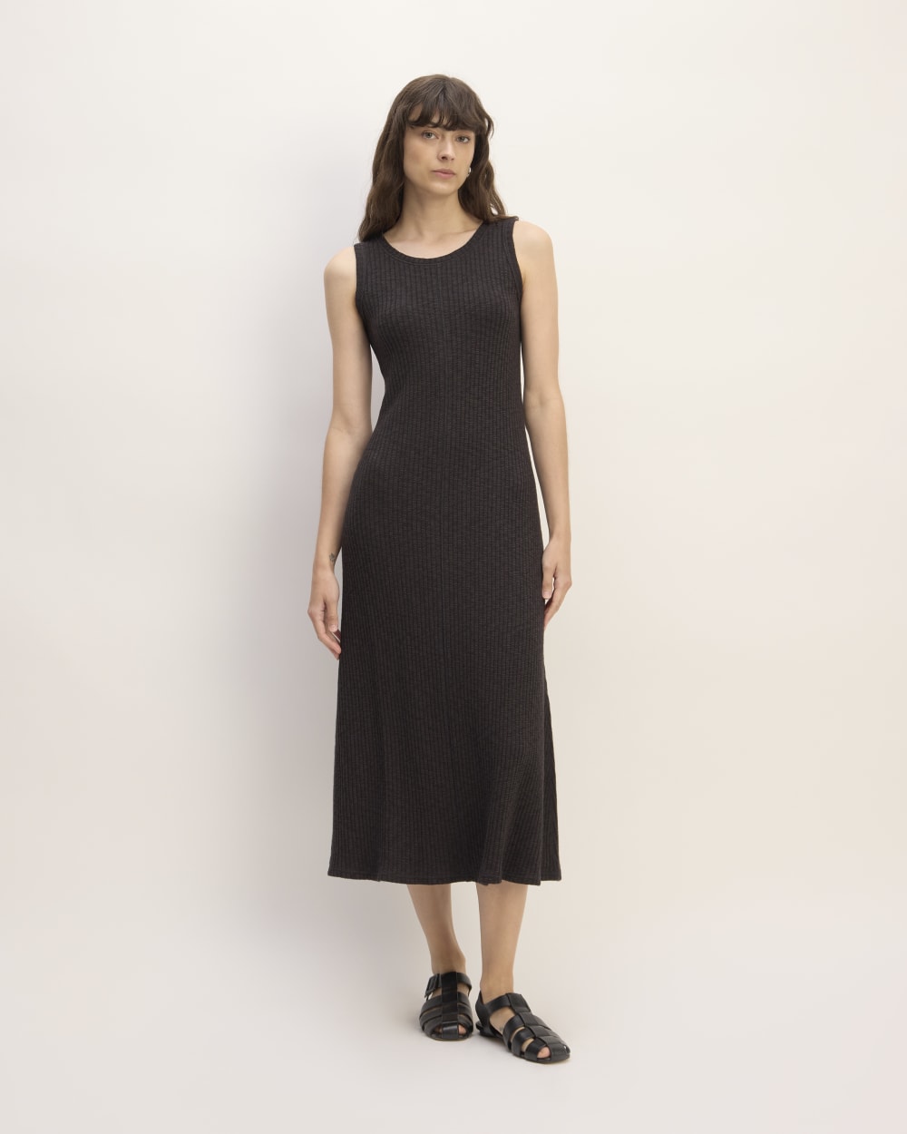 The Rib-Knit A-Line Tank Dress | Black