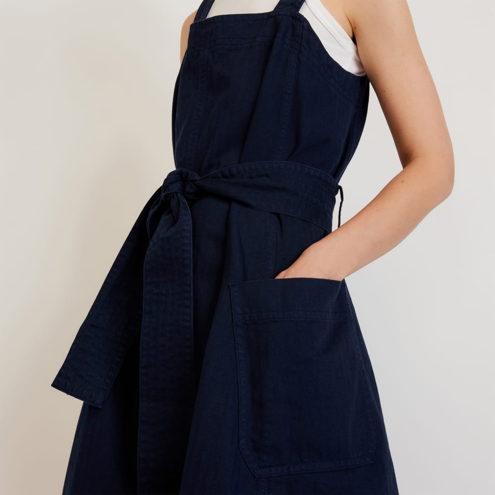 The Organic Cotton Herringbone Dress | Navy - Image 4