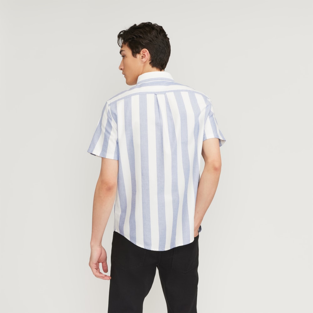 The Organic Short Sleeve Oxford Shirt | Mazarine Blue / Bone - Image 3