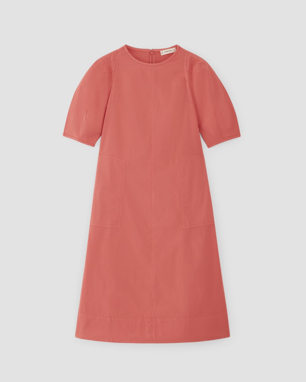 The Short-Sleeve Puff Midi Dress | Coral - Image 2