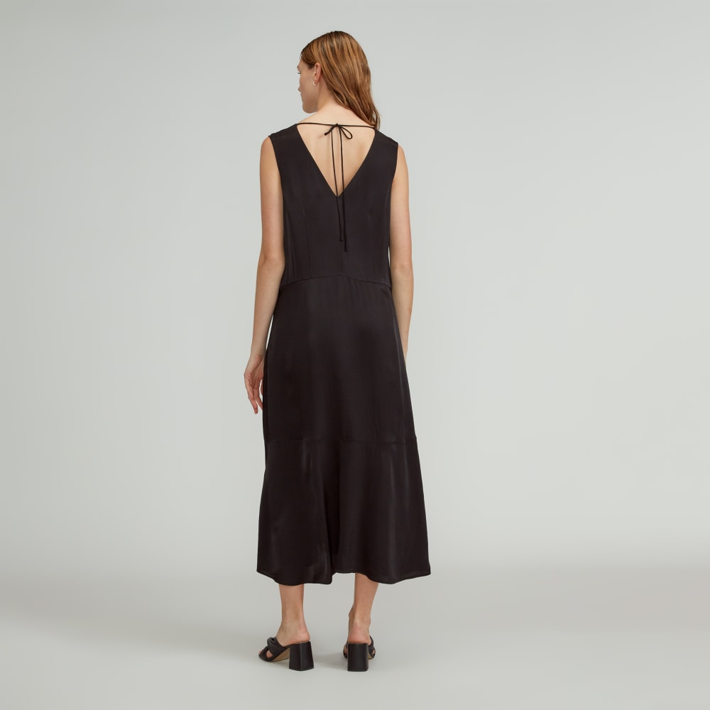 The Satin V-Neck Maxi Dress | Black - Image 3