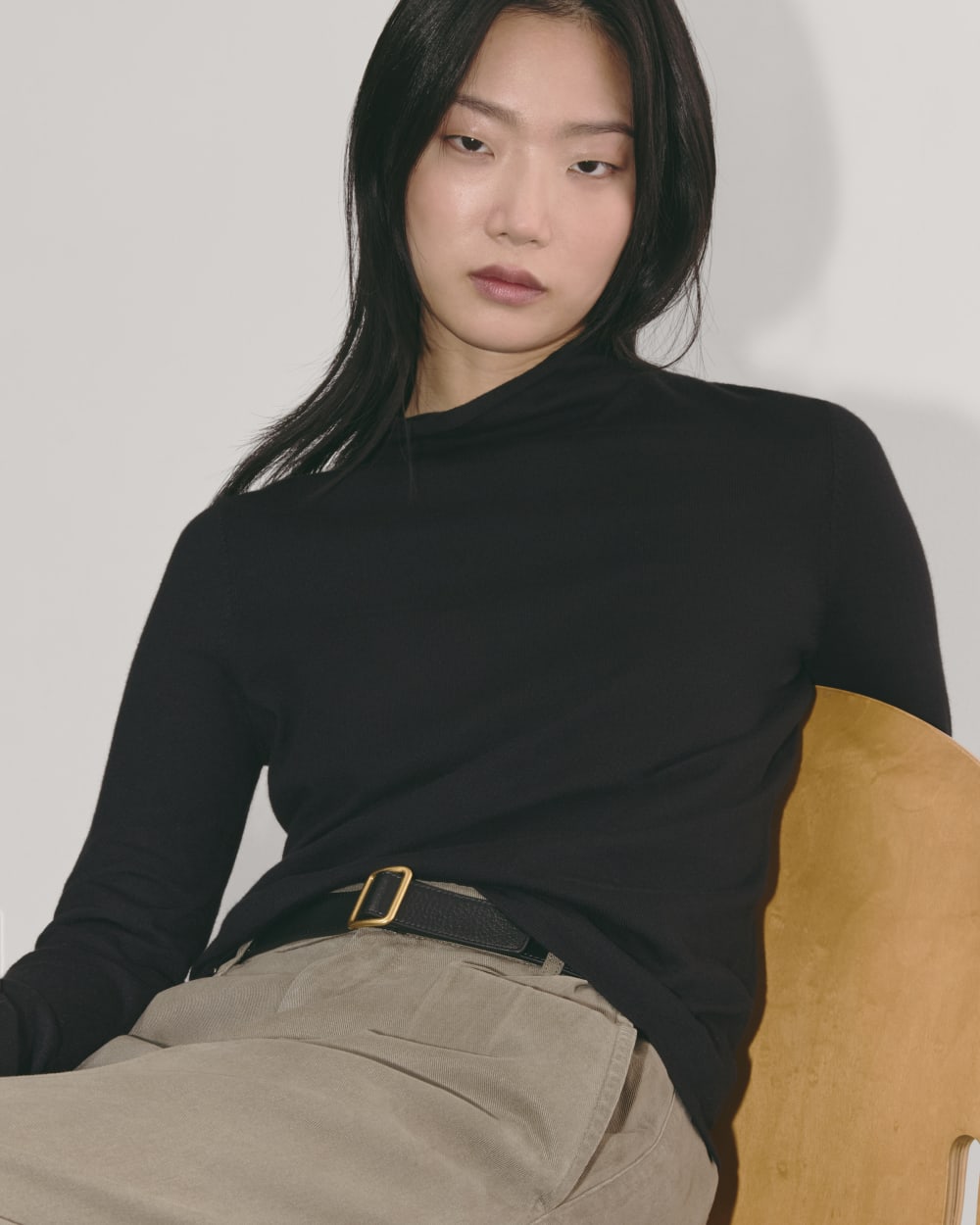 The Funnel Neck in Cotton Cashmere | Black - Image 3