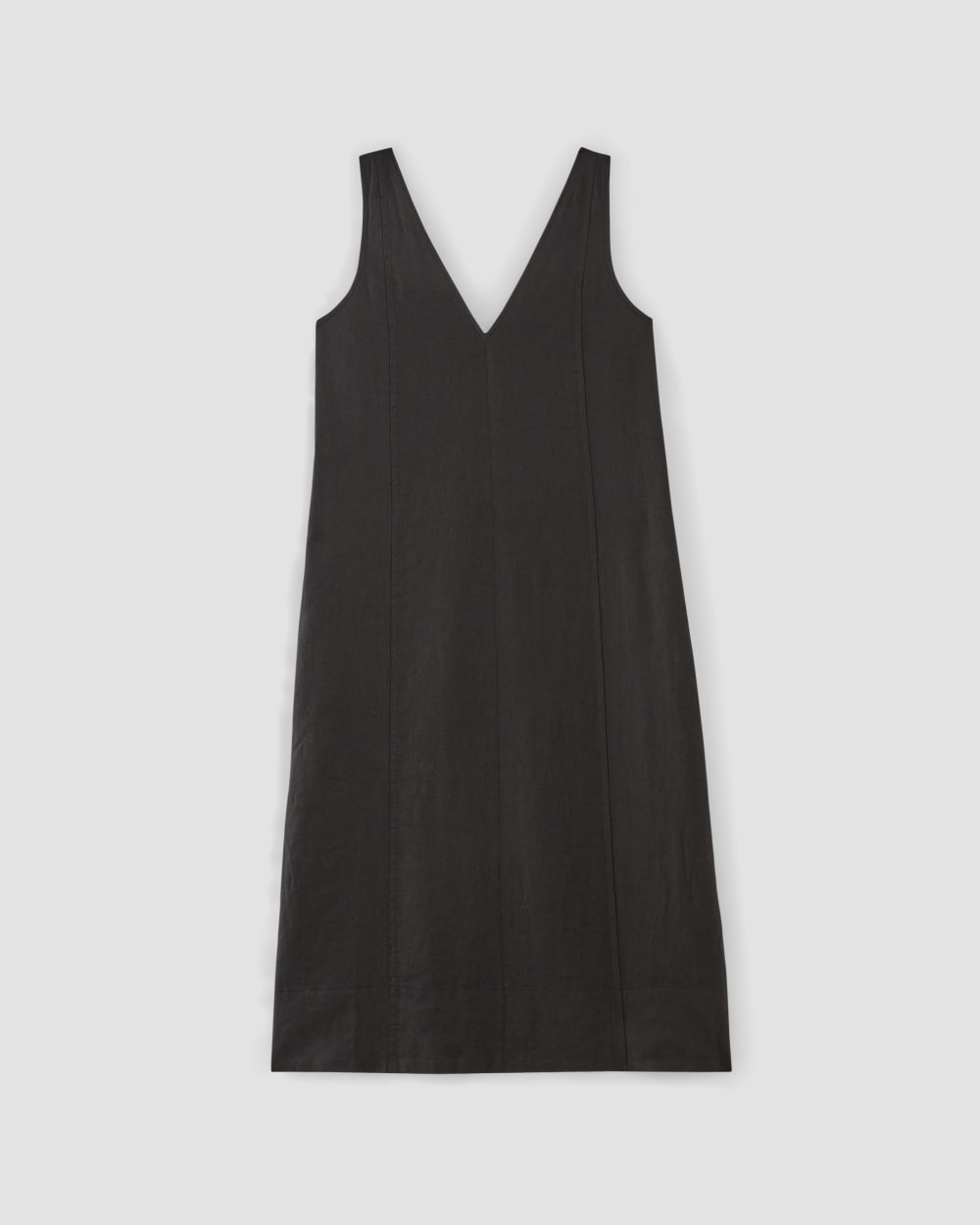 The Linen V-Neck Midi Dress | Black - Image 2