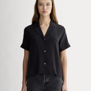 The Notch Shirt in Washable Silk | Black
