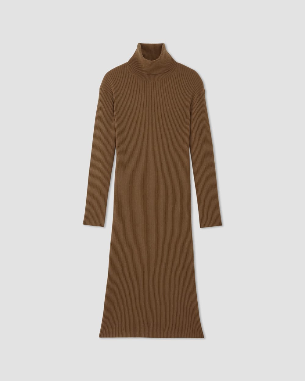 The Cotton-Merino Turtleneck Dress | Rich Camel - Image 2