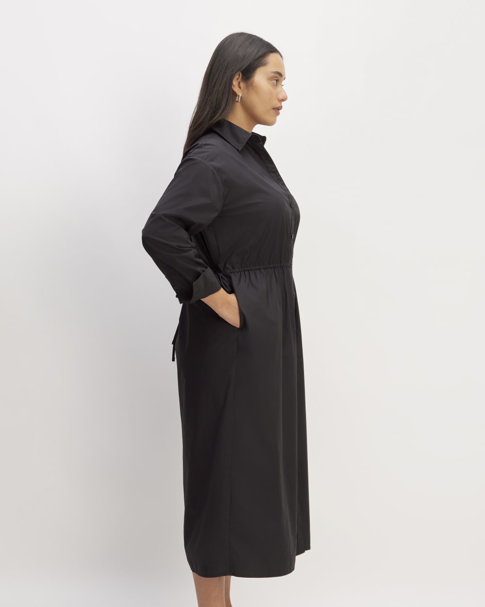 The Supima? Cotton Midi Shirt Dress | Black - Image 3