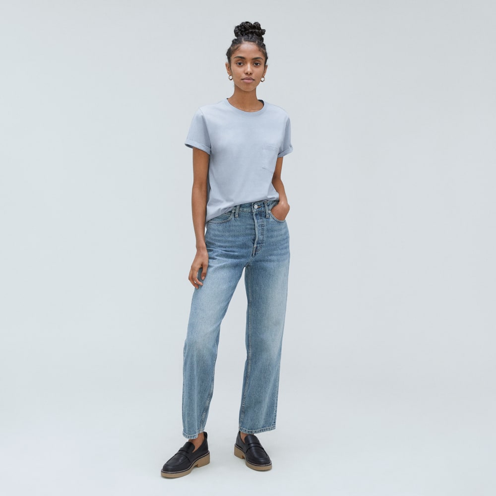 The Box-Cut Tee in Essential Cotton | Mist | Pocket - Image 6