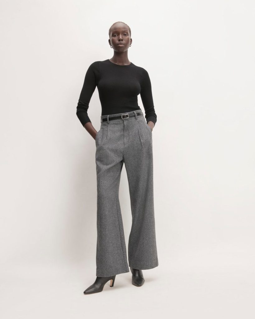 The ReWool® Way-High Drape Pant | Grey Herringbone
