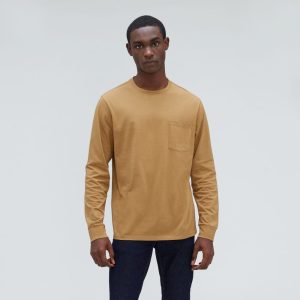 The Organic Cotton Long-Sleeve Pocket Tee | Dark Brown