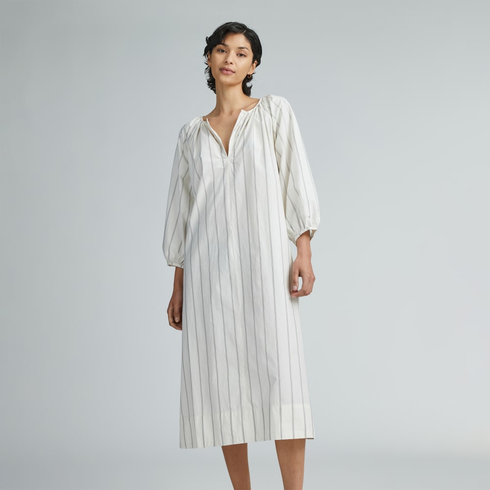 The Raglan Sleeve Poplin Dress | Black / Canvas Tan - Image 6