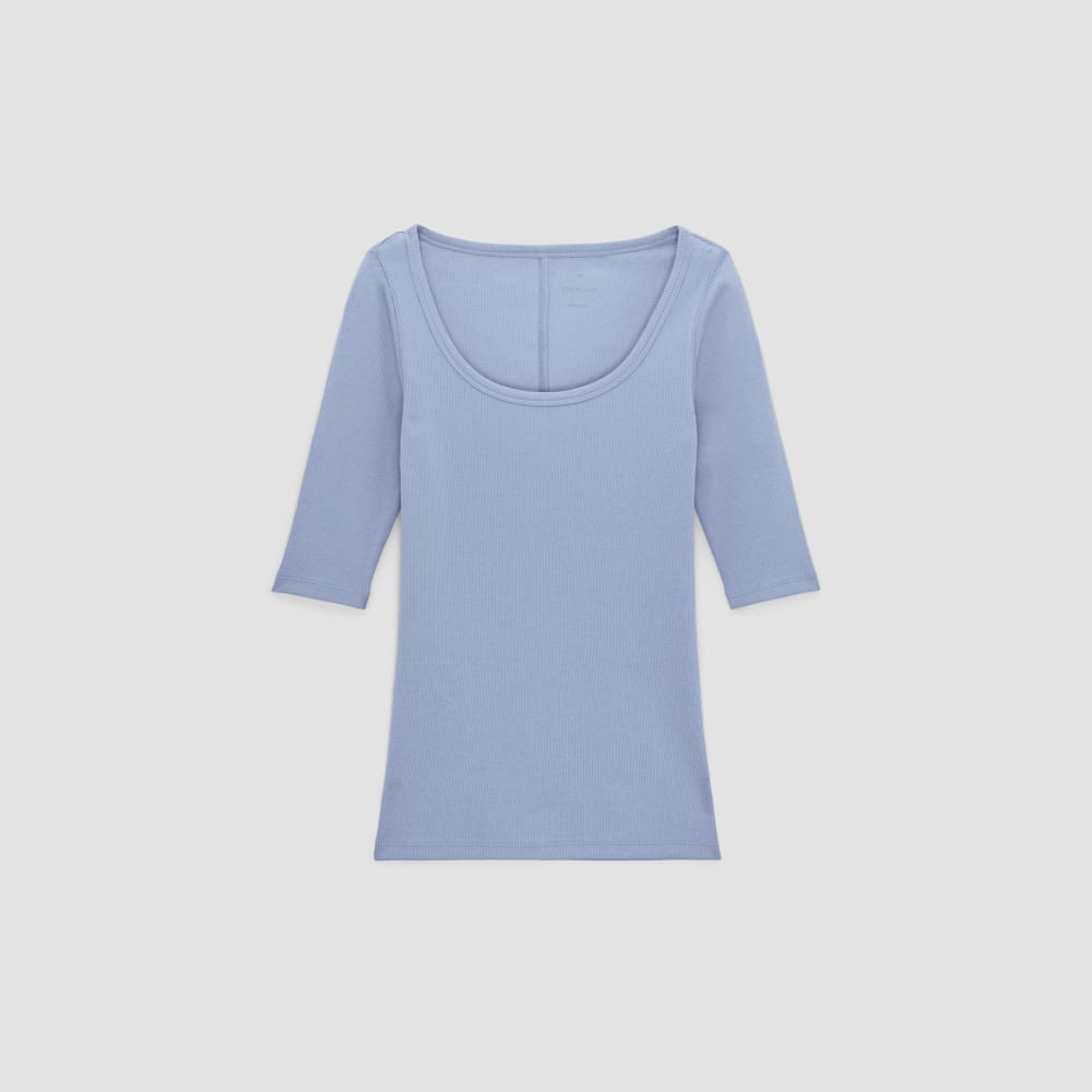 The Luxe Micro-Rib Scoop-Neck Tee | Cornflower Blue - Image 2