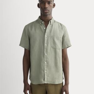 The Classic Short-Sleeve Shirt in Linen | Sage Green
