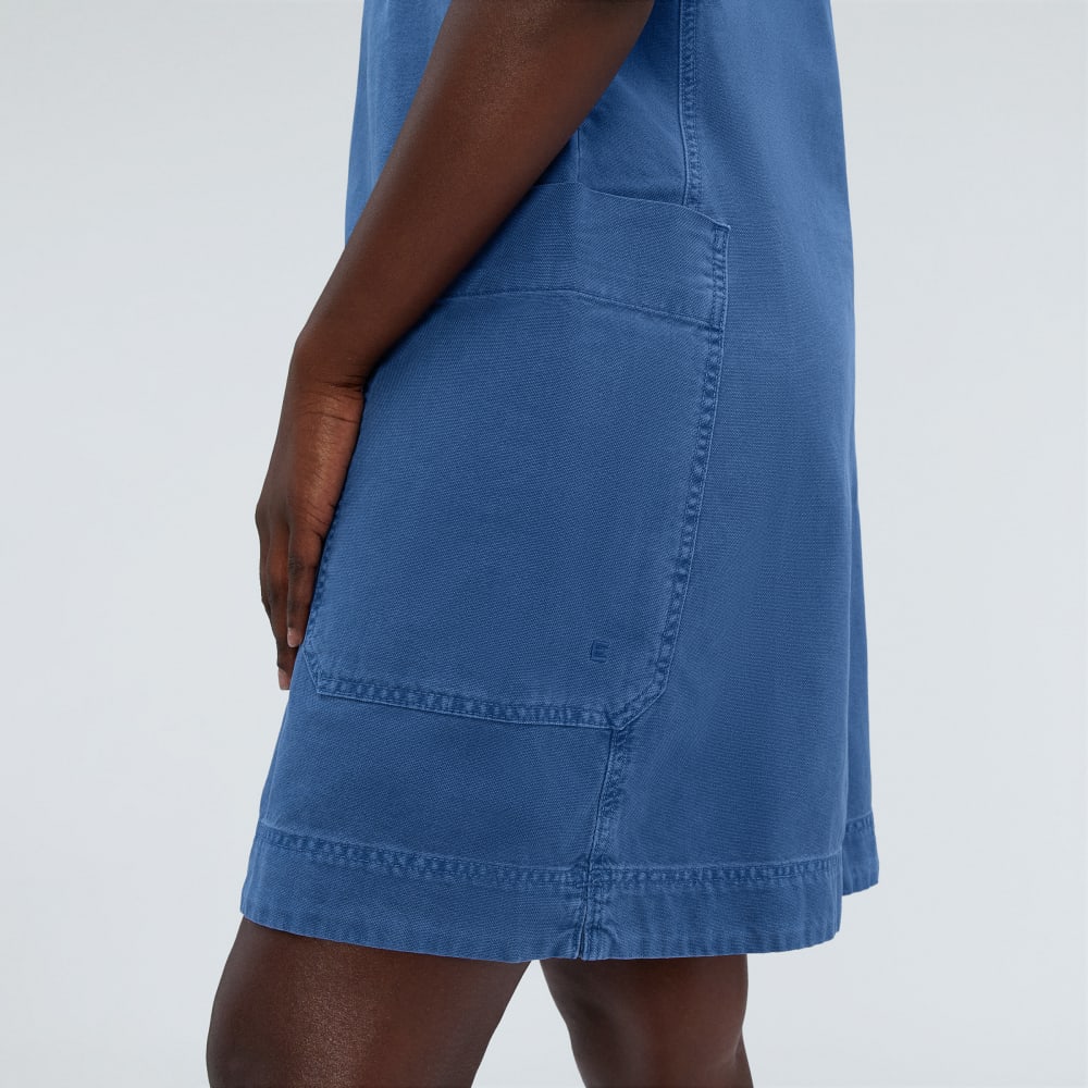 The Cross-Back Apron Mini Dress | Deep Blue - Image 6