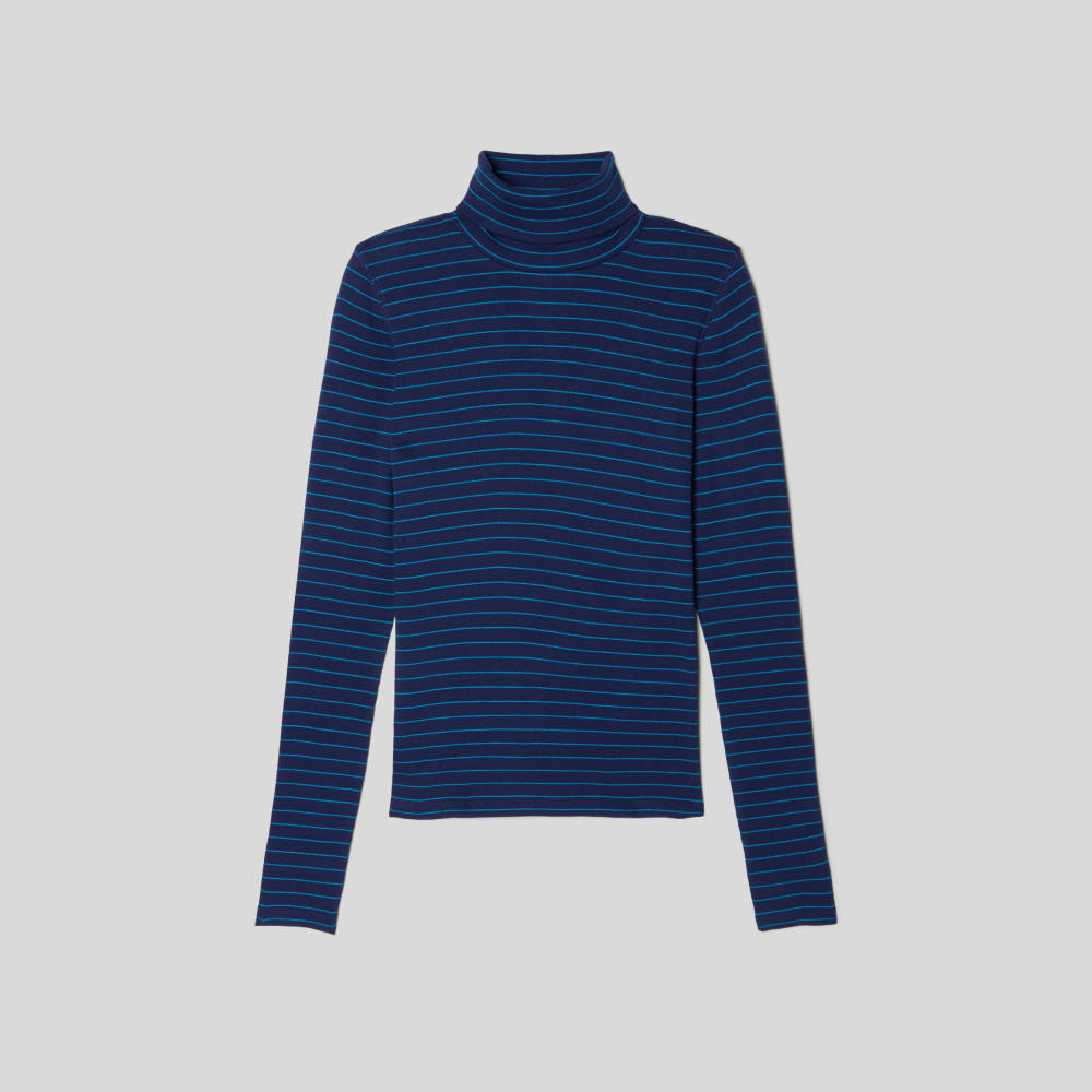 The Luxe Micro-Rib Turtleneck | Ocean Cavern / Horizon Blue - Image 2