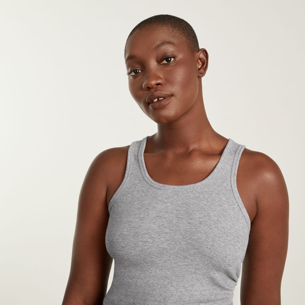 The Pima Micro-Rib U-neck Tank | Heathered Grey - Image 4