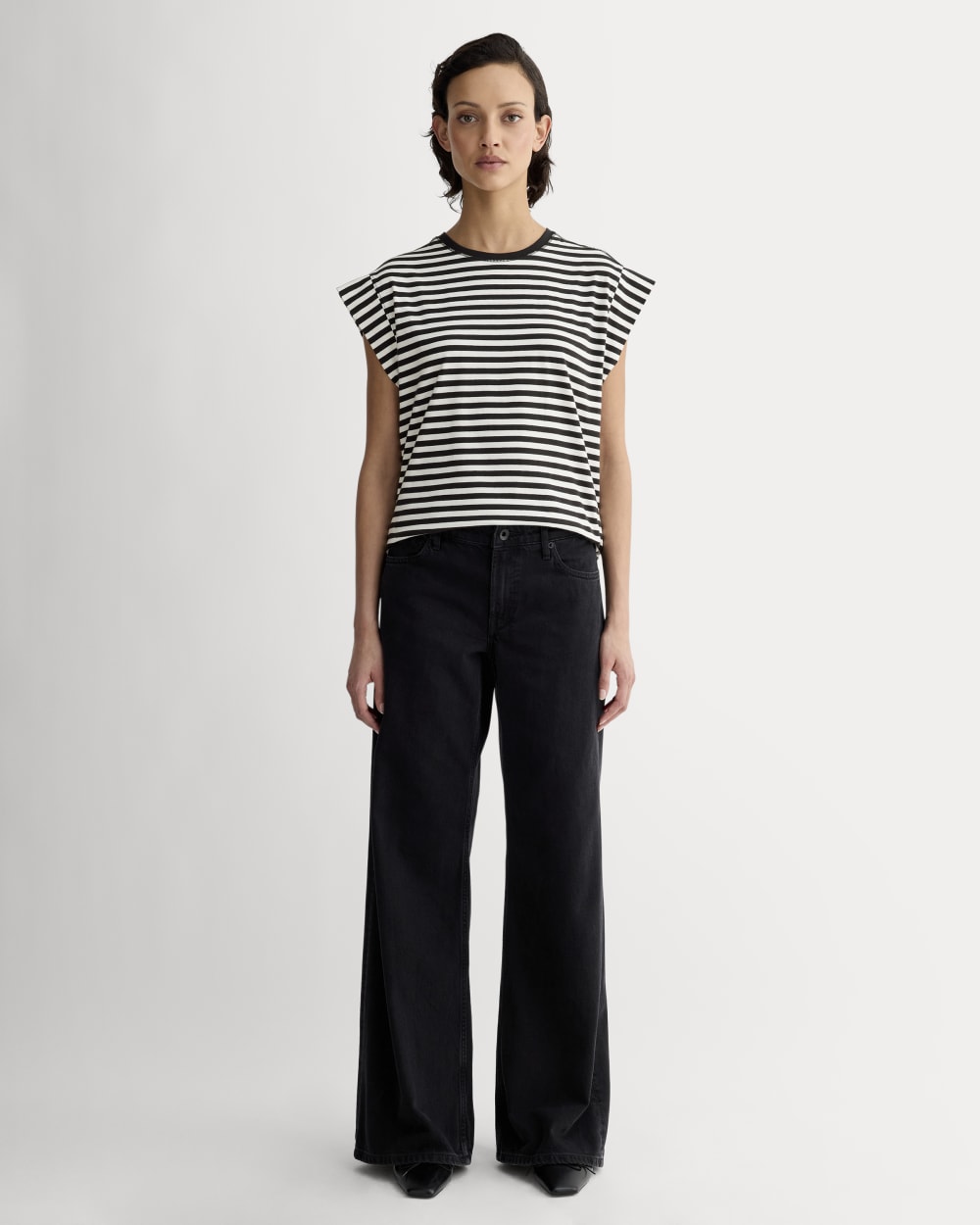 The Muscle Tee in Essential Cotton | Bone / Black - Image 3