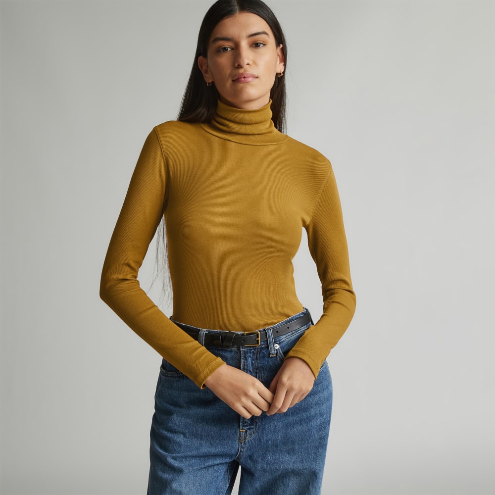 The Luxe Micro-Rib Turtleneck | Tapenade