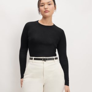 The Long-Sleeve Sweater Tee in Ultrasoft Merino | Black