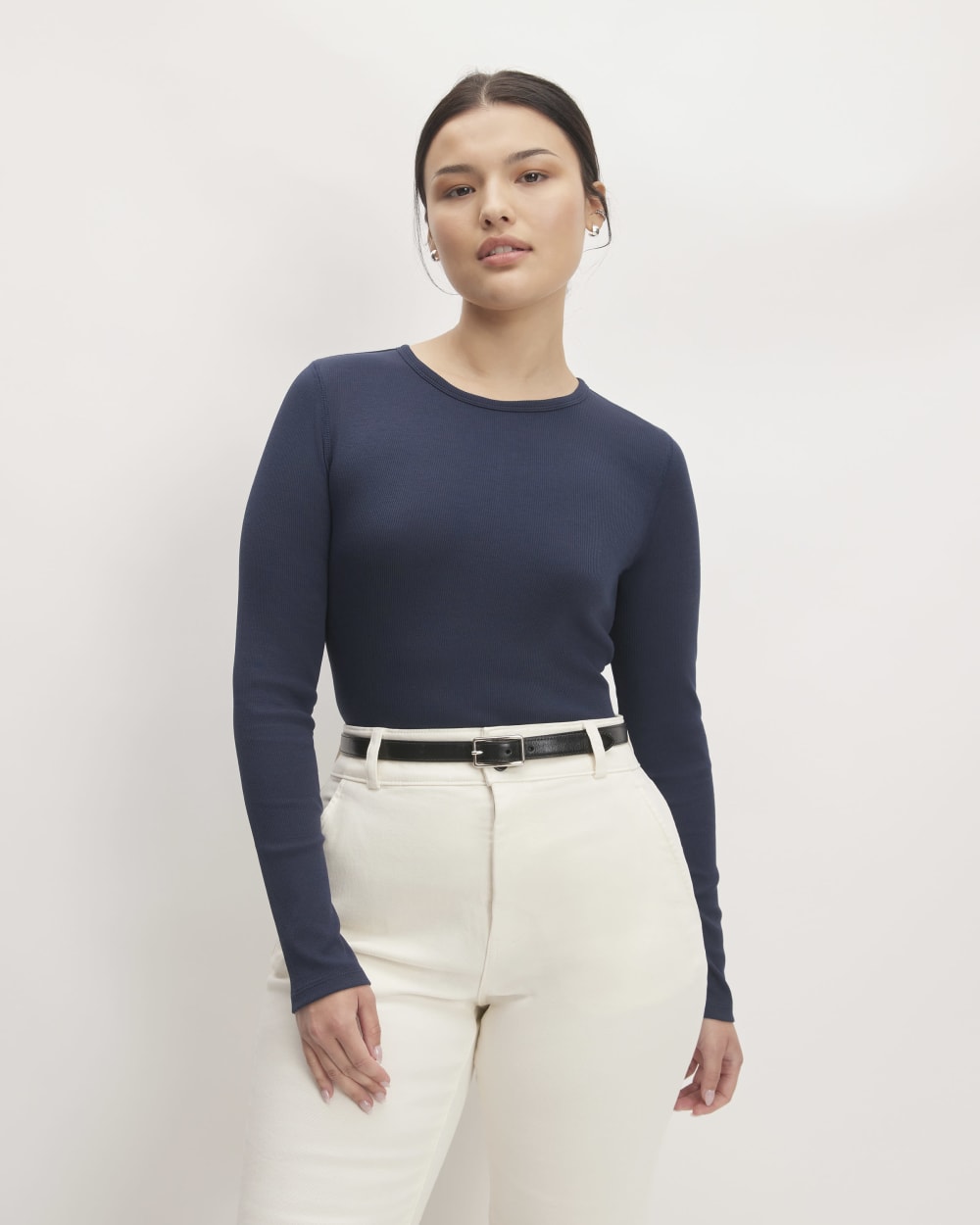 The Luxe Rib Long-Sleeve Crew | Navy