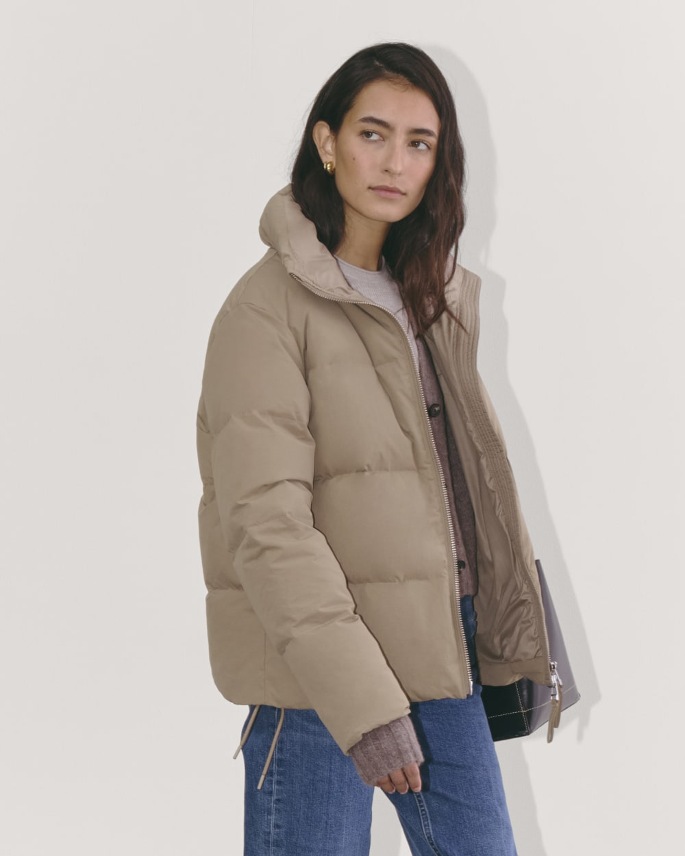 The Puffer Bomber | Taupe Grey - Image 3