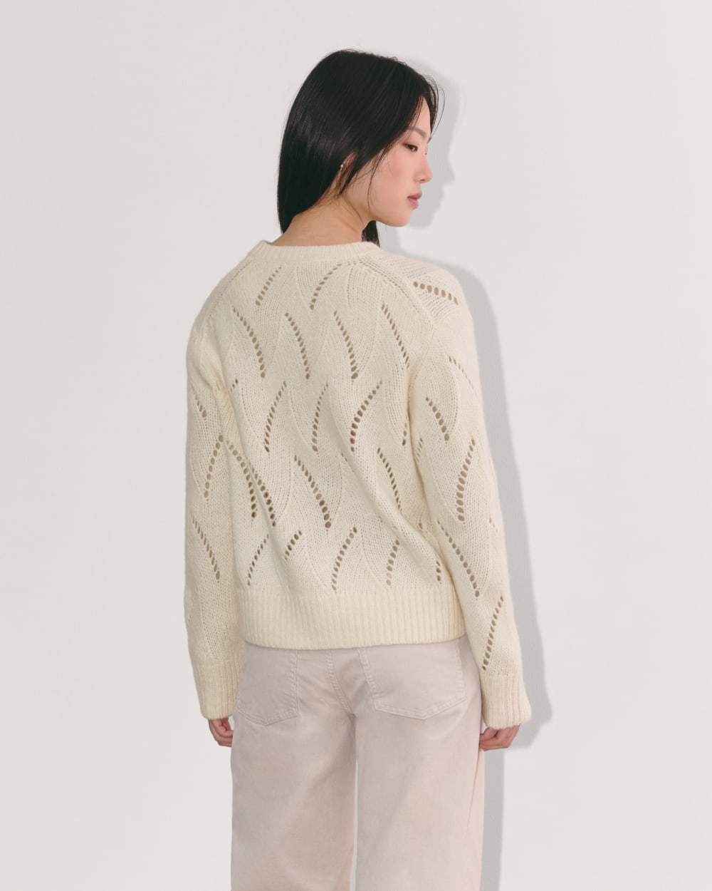 The Pointelle Sweater in Cloud | Bone - Image 4