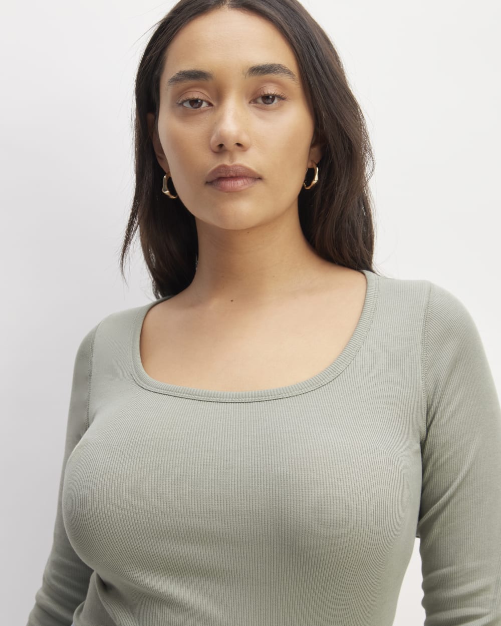 The Luxe Rib Long-Sleeve Scoop-Neck Tee | Sage Green - Image 7