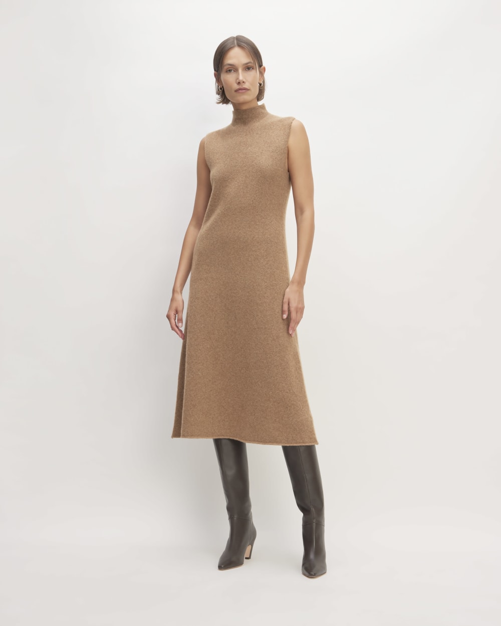 The Cozy-Stretch Sleeveless Midi Dress | Heathered Toasted Coconut