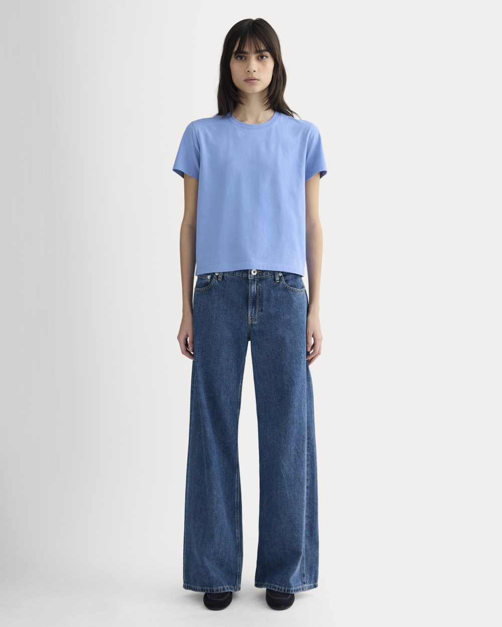 The Box-Cut Tee in Essential Cotton | Blue Opal | No Pocket - Image 3