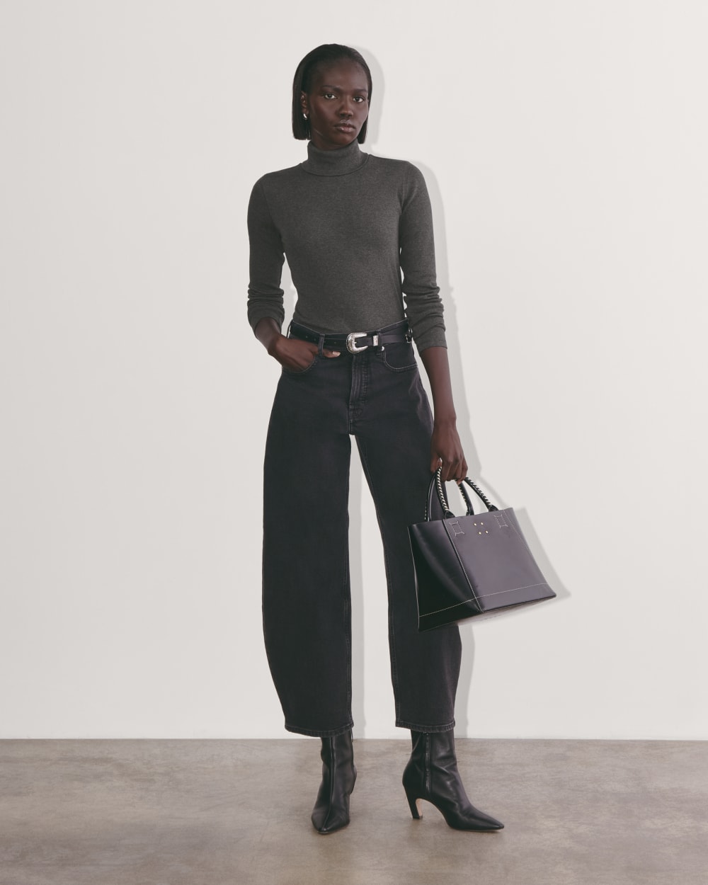 The Luxe Rib Turtleneck | Heathered Soot - Image 5