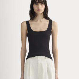 The Luxe Rib?Square-Neck Tank | Black