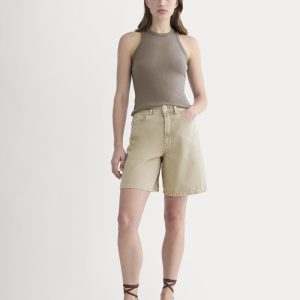 The Long A-Line Denim Short | Garment-Dyed Tan