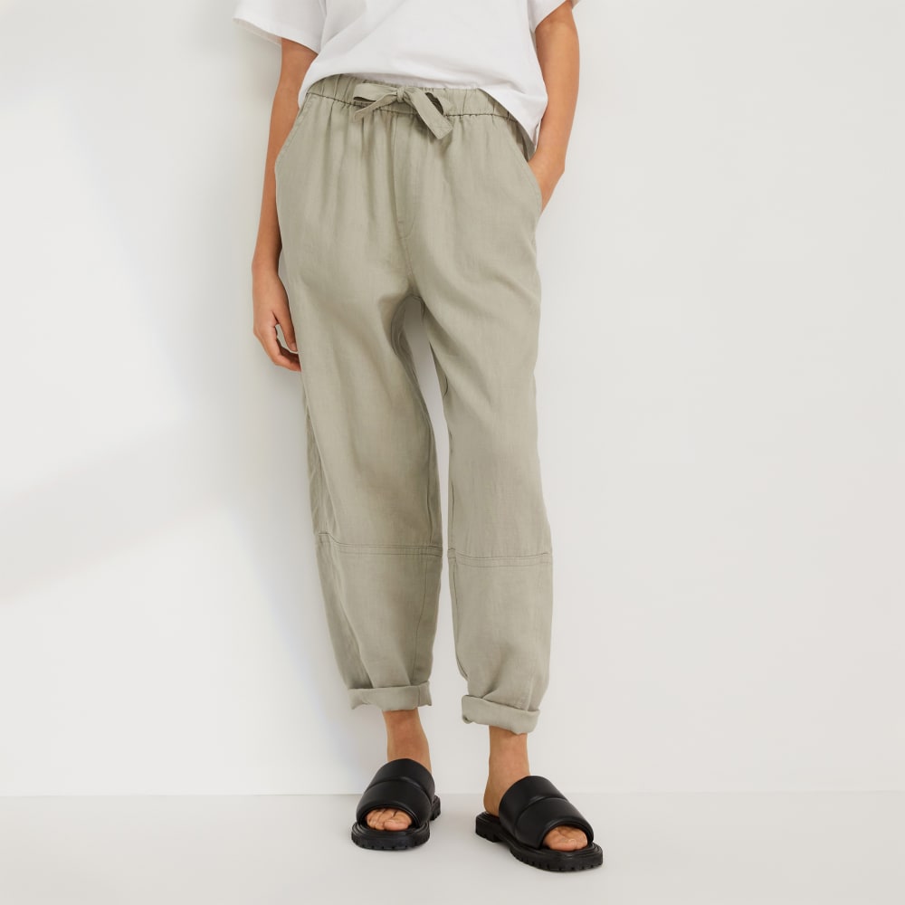 The Linen Pull-On Barrel Pant | Seagrass