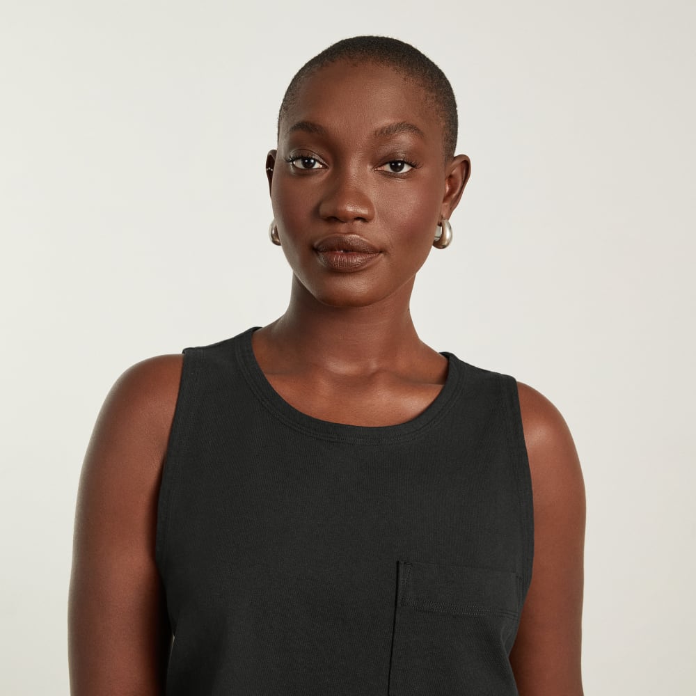 The Premium Weight Cropped Pocket Tank | Black - Image 3