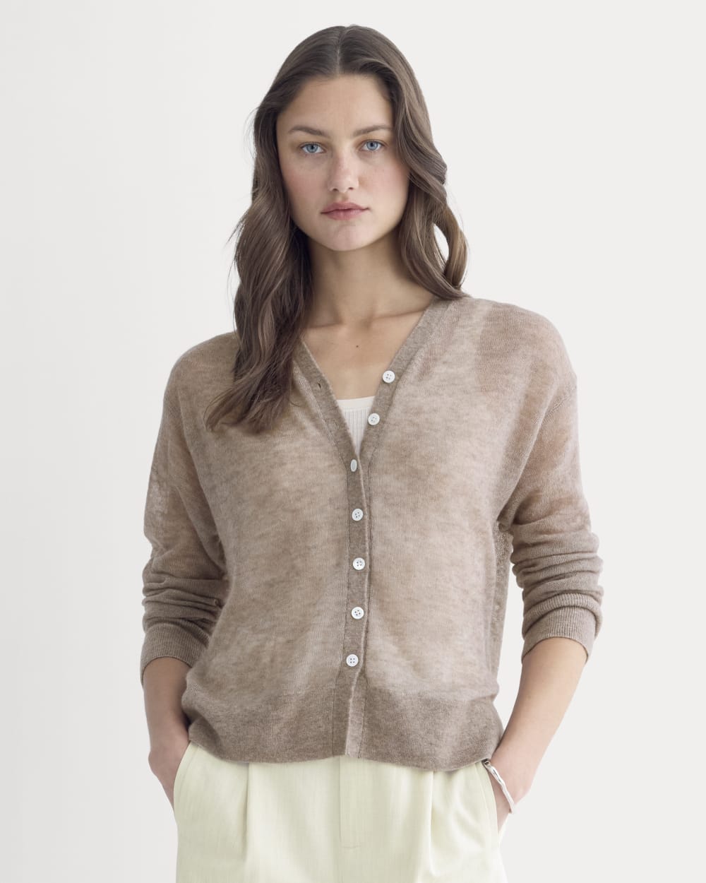 The Air Alpaca ? High V Cardigan | Heathered Chocolate Chip